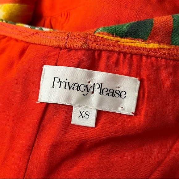 REVOLVE‎ X PRIVACY PLEASE Citrus Print Linen Square Neck Puff Sleeve Crop Top XS - Picture 8 of 10